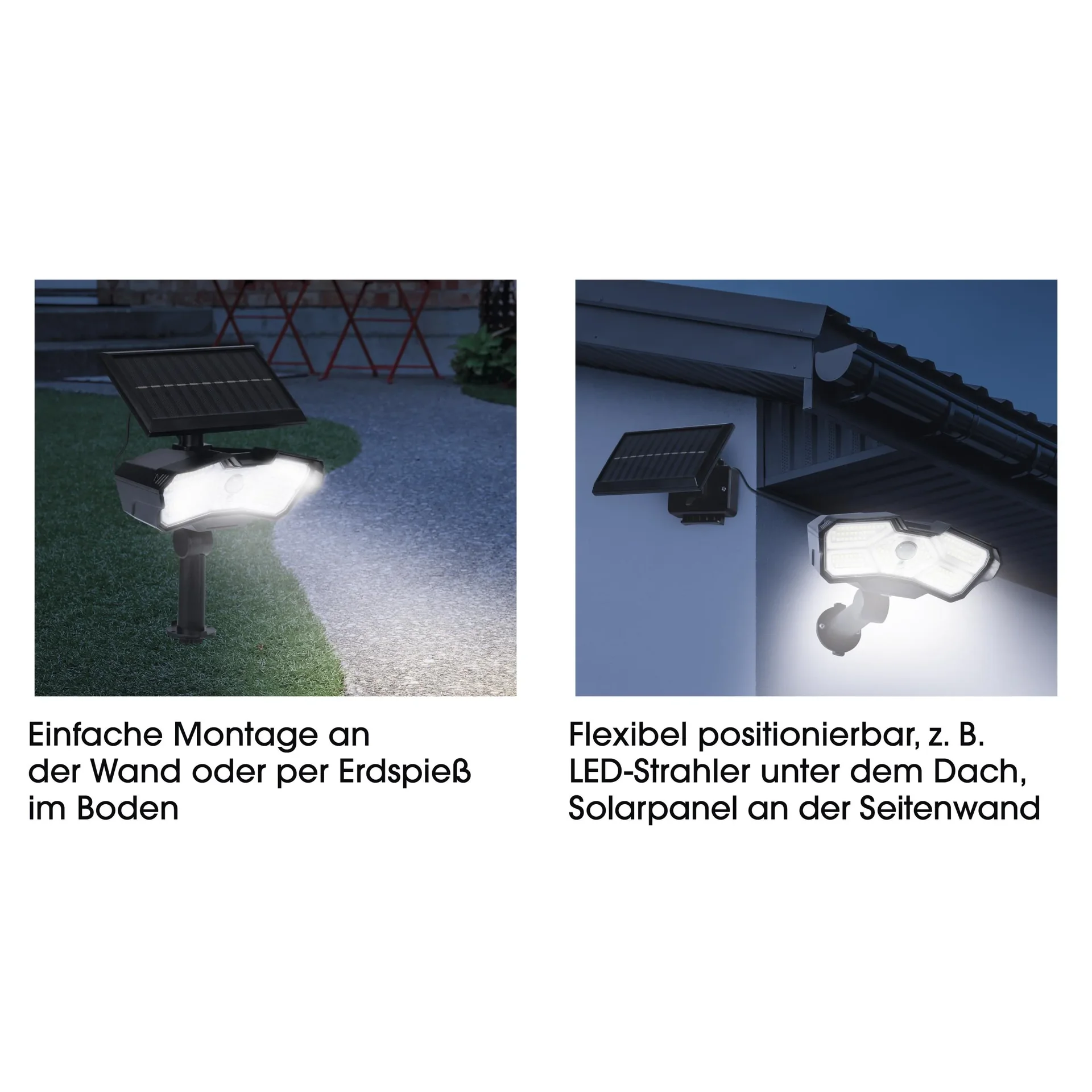 LED Solarstrahler mit Bewegungsmelder, 400 Lumen - 0
