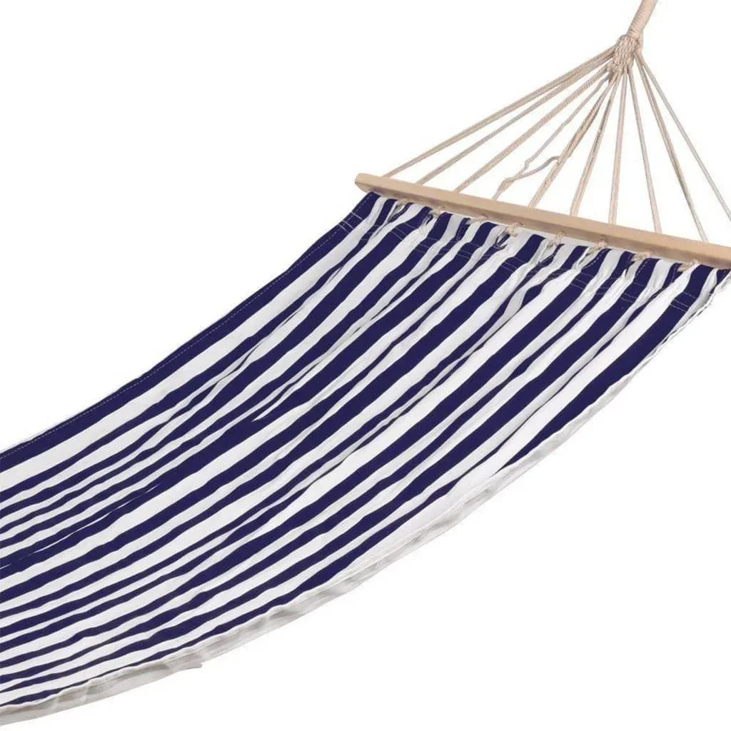 Hängematte / Hammock - 200 x 80 cm -White/Blue + INCL. Pro Garden Aufhängeset für Hängematte - 1