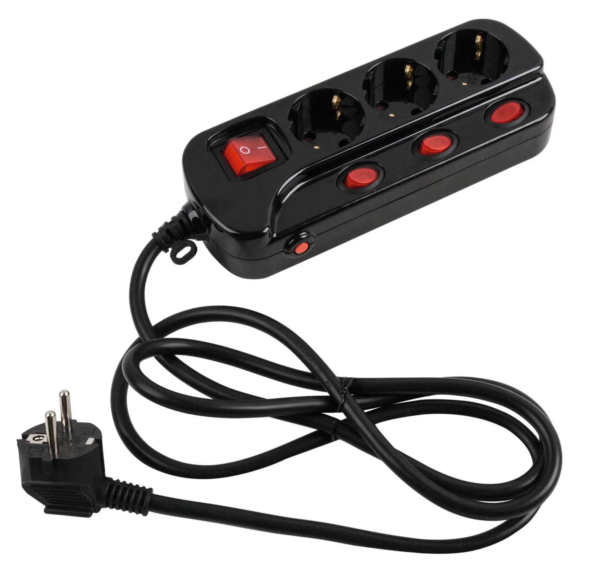 Steckdosenleiste mit 1,5 Meter Anschlusskabel - 3-fach, schwarz - 1