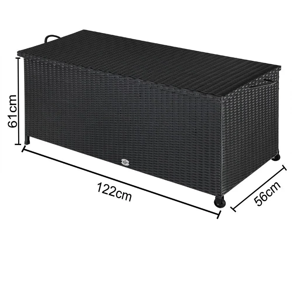 Aufbewahrungsbox Polyrotan auf Rädern schwarz 122 x 56 x 61cm - 4