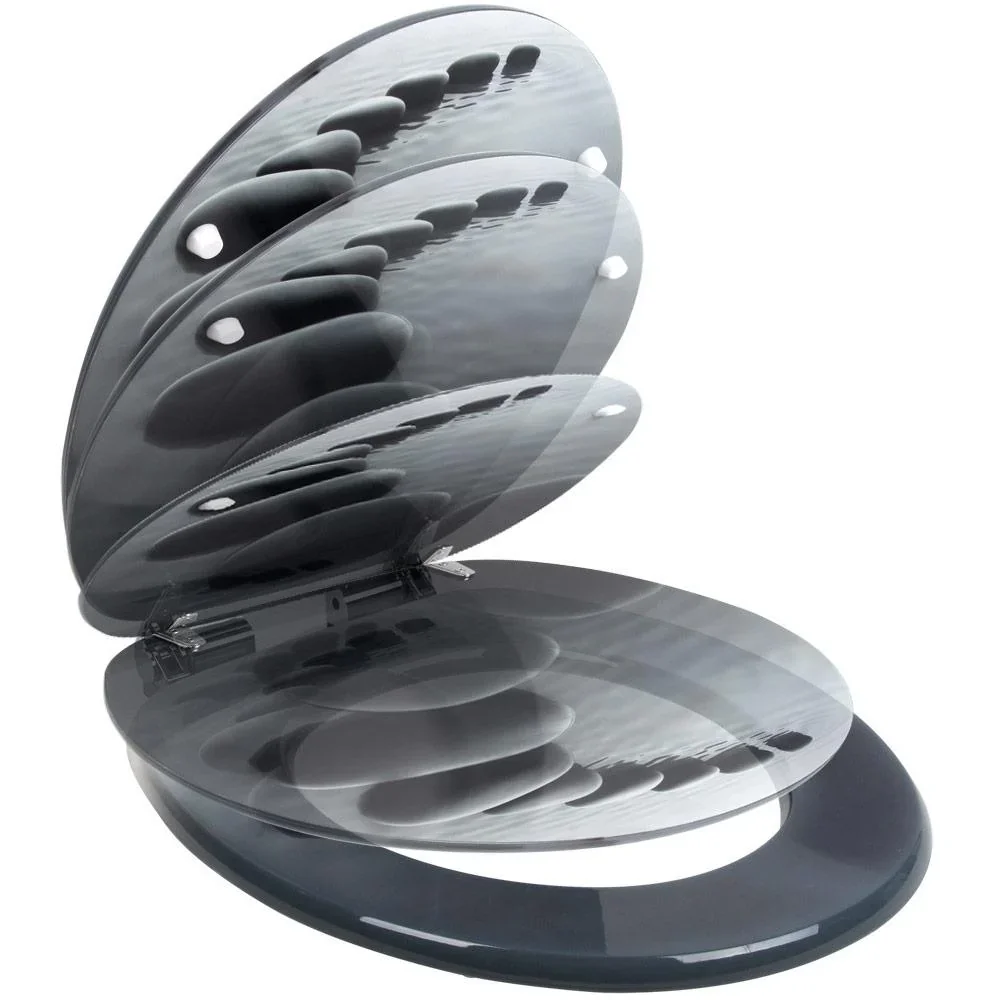Toilettensitz Stonedesign 35cm x 38cm x 5cm mit Absenkautomatik und Edelstahlscharnieren - 4