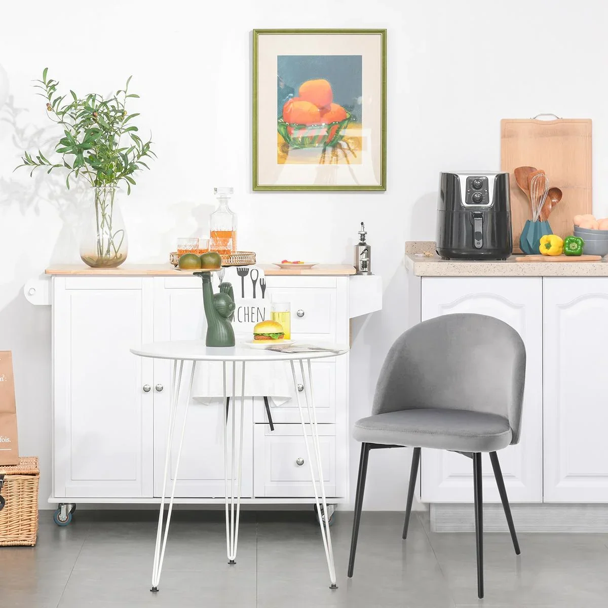 2er-Set Esszimmerstühle Küchenstühle Polsterstuhl Design Stuhl mit Rückenlehne Polstersessel Kunstwildleder Sessel Samt - 0