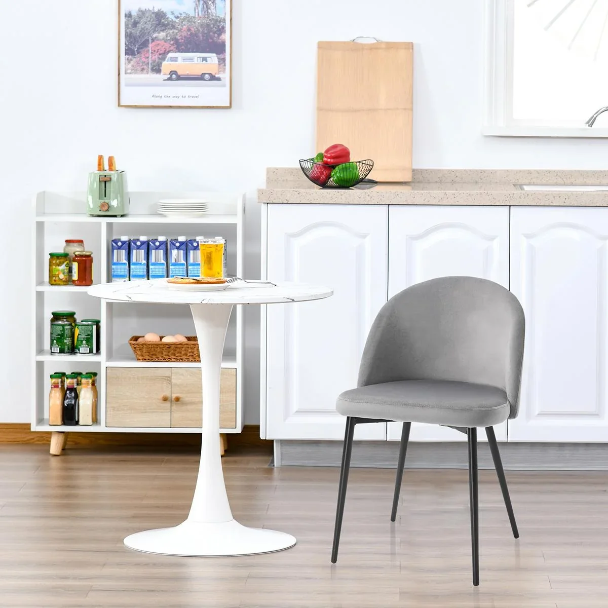 2er-Set Esszimmerstühle Küchenstühle Polsterstuhl Design Stuhl mit Rückenlehne Polstersessel Kunstwildleder Sessel Samt - 2