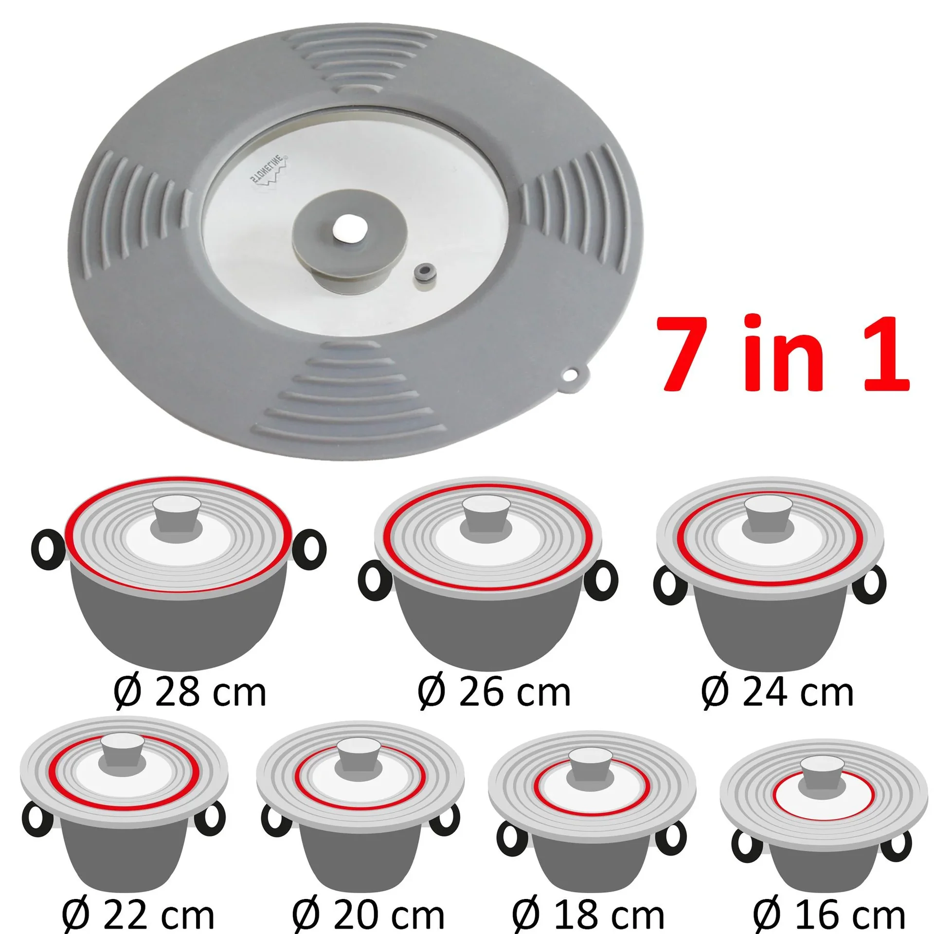 Universaldeckel 7in1, ø 16-28 cm - 4