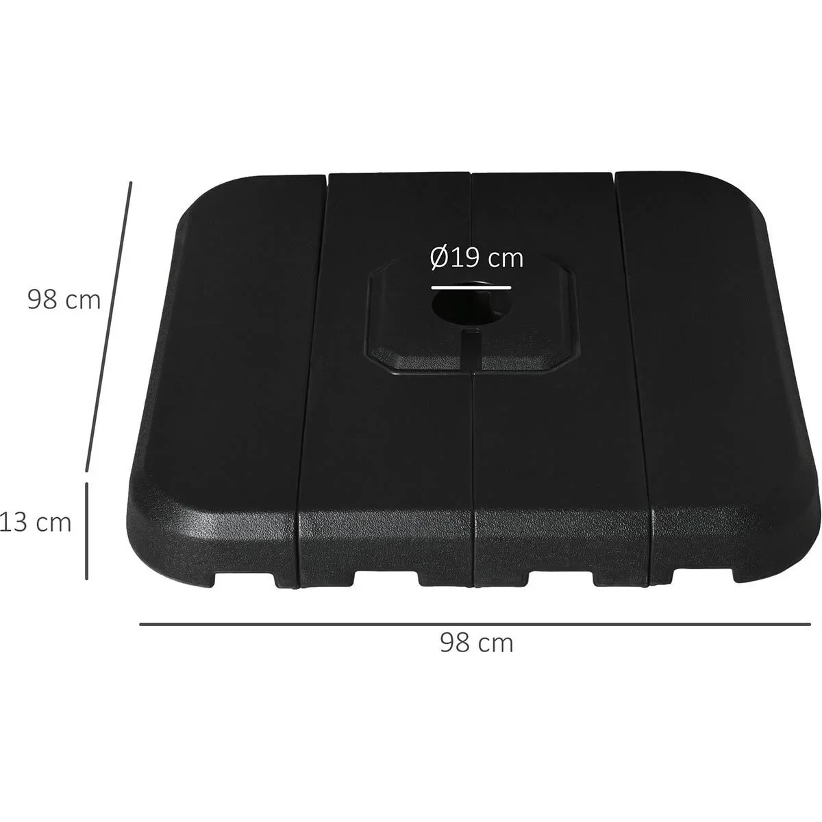Sonnenschirmgewicht 4-tlg. Schirmgewicht für Sonnenschirm Bodenkreuz Sand/Wasser befüllbar bis 130 kg HDPE Schwarz - 0