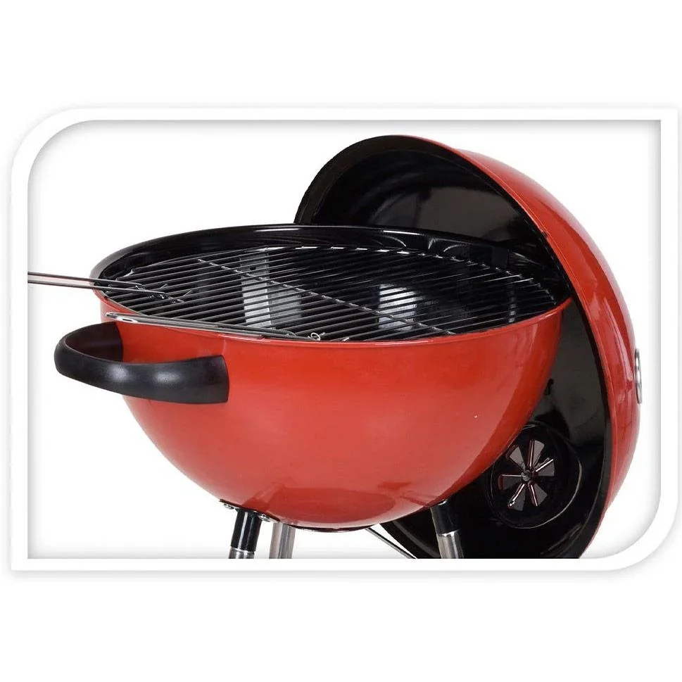 BBQ Holzkohlegrill auf Rädern - 47x76 cm - Edelstahl - Rot - 0