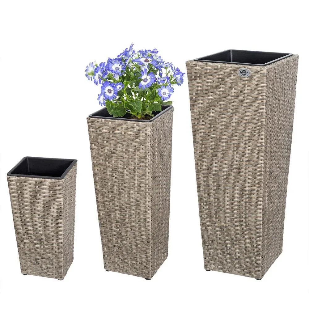 Blumentöpfe Polyrotan 3er-Set mit Sahne - 2