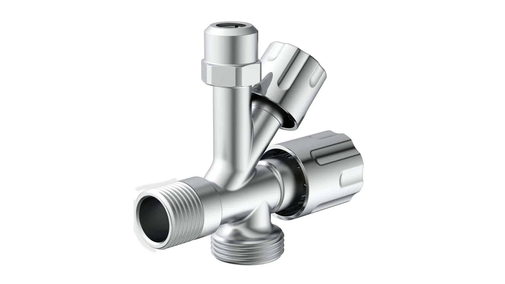 Kombi Eckventil 1/2"AG x 3/4"AG x 3/8"AG x 10 mm - 4