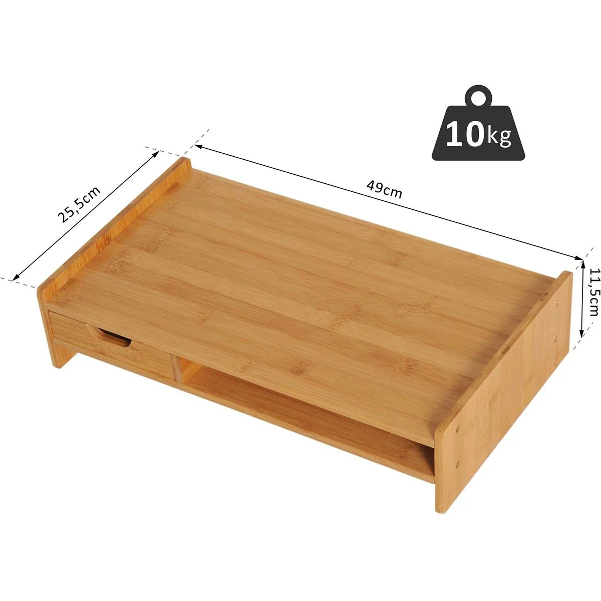 Monitorständer mit Schublade natur - 0