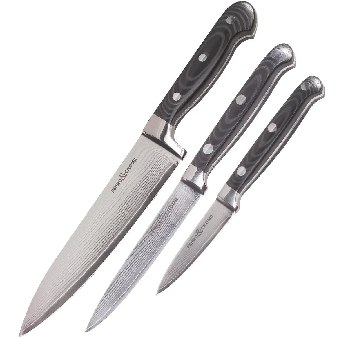 Damast-Messer-Set, 3-teilig - 1