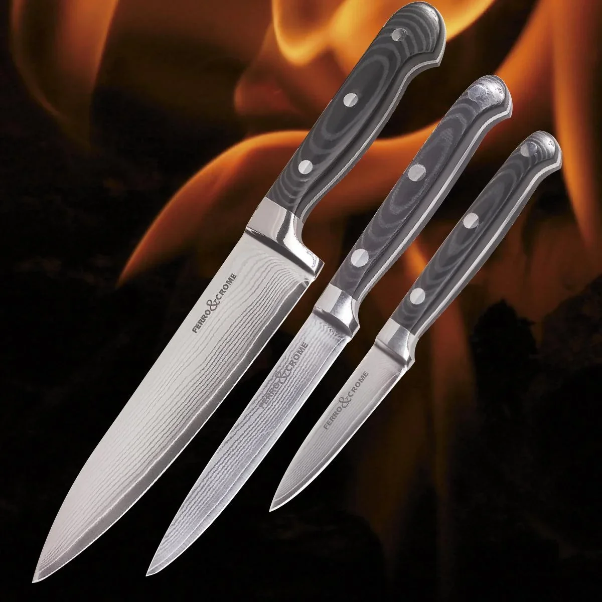 Damast-Messer-Set, 3-teilig - 5