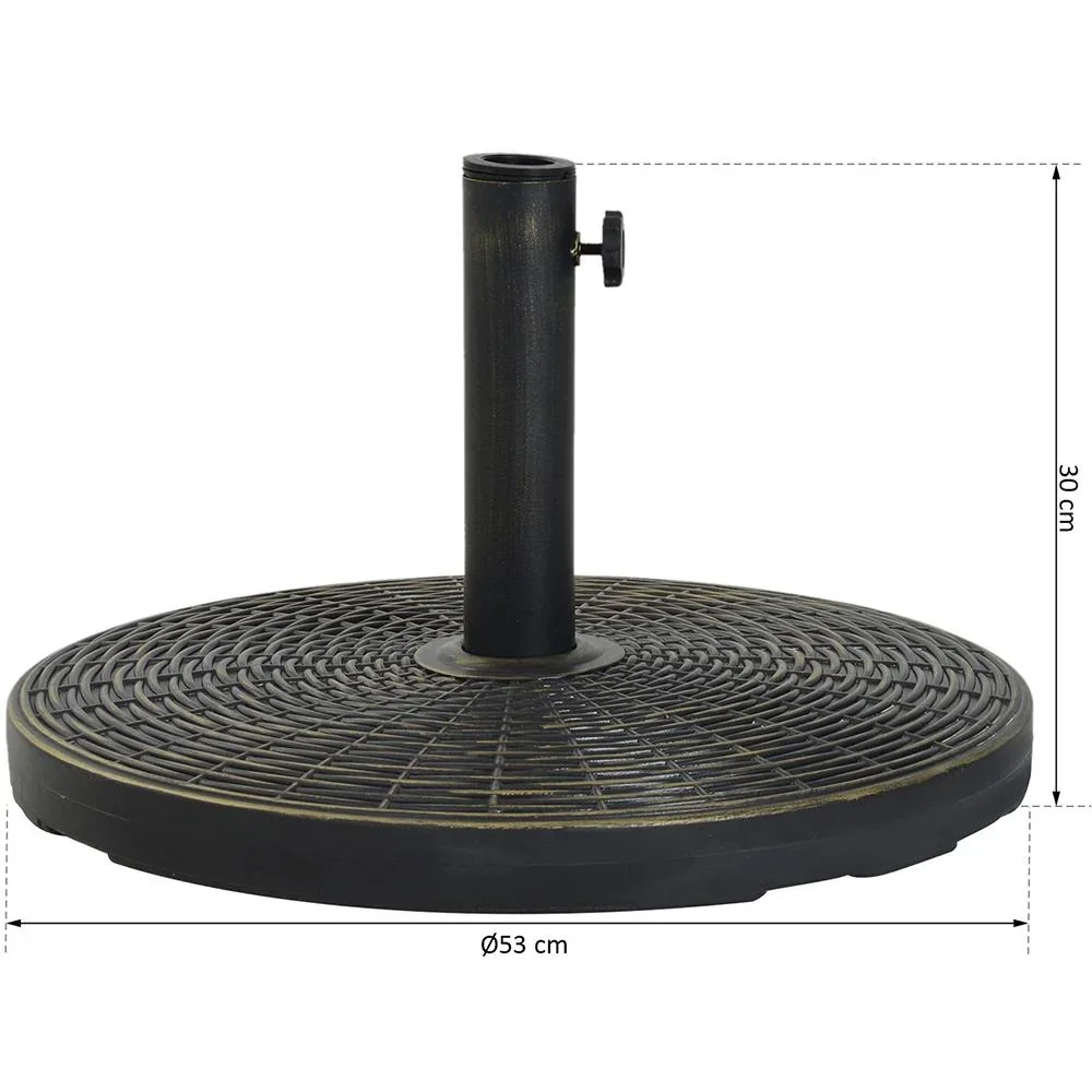 Sonnenschirmständer Schirmhalter Schirmfuß 25 kg Rattanoptik Ø35/Ø38/Ø48 mm Antik Bronze Ø53 x 30 cm - 2