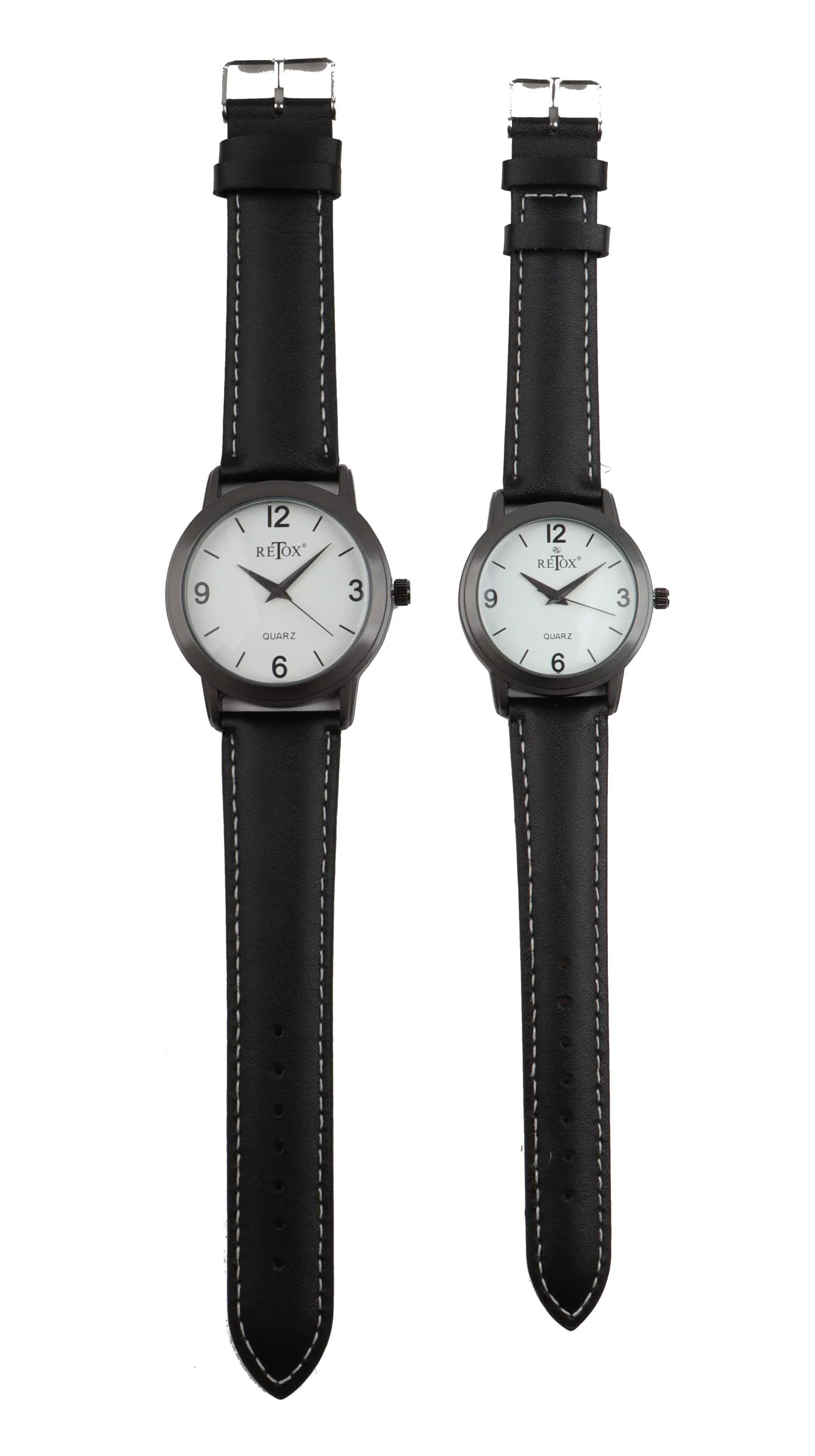 Uhren Set für Sie und Ihn in Titanoptik und Echtleder-Armband - 5