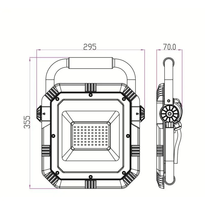 VT-51 LED-Arbeitsleuchte / Bauleuchte mit Fassung - 50 W - 4000 Lumen - Schwarz / Gelb - 6400K - 0