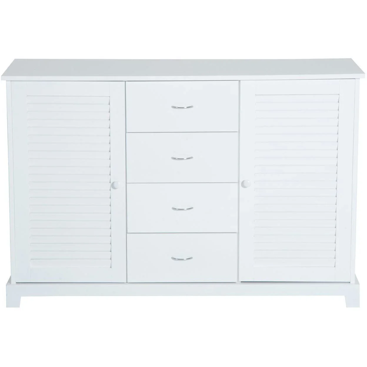 Sideboard Kommode Lamellentür Weiß - 0