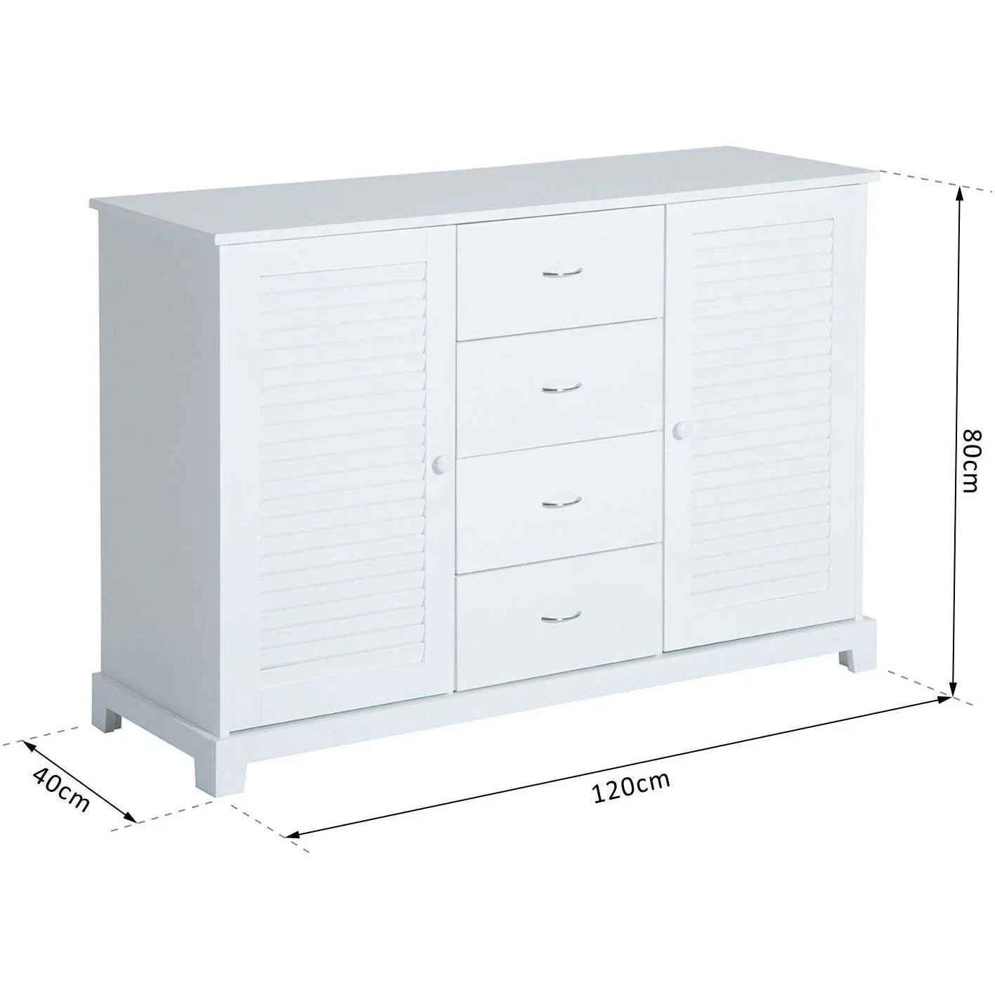 Sideboard Kommode Lamellentür Weiß - 4