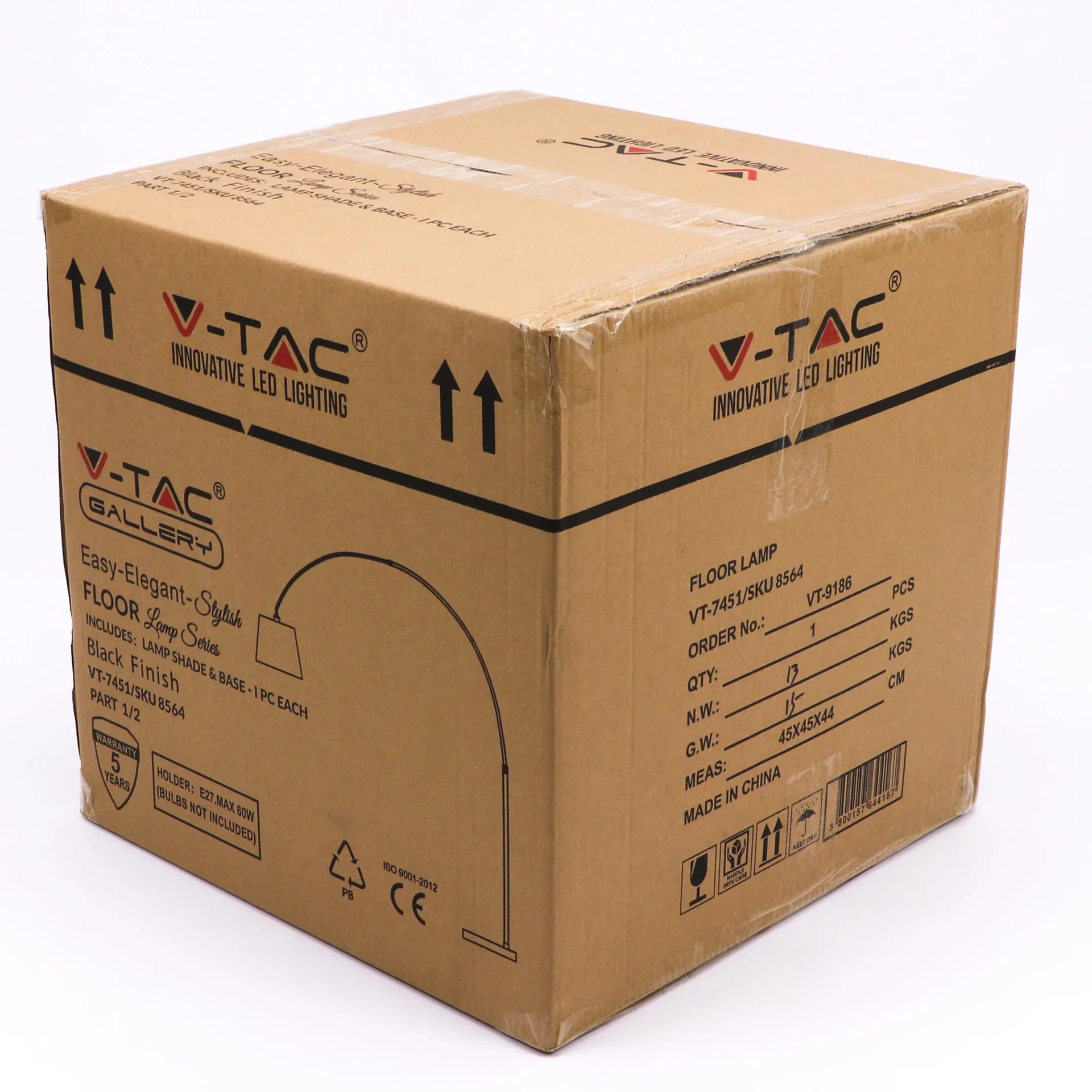 VT-7451 Bogenleuchte mit schwerem Sockel - Stehleuchte - E27 - Schwarz - 1