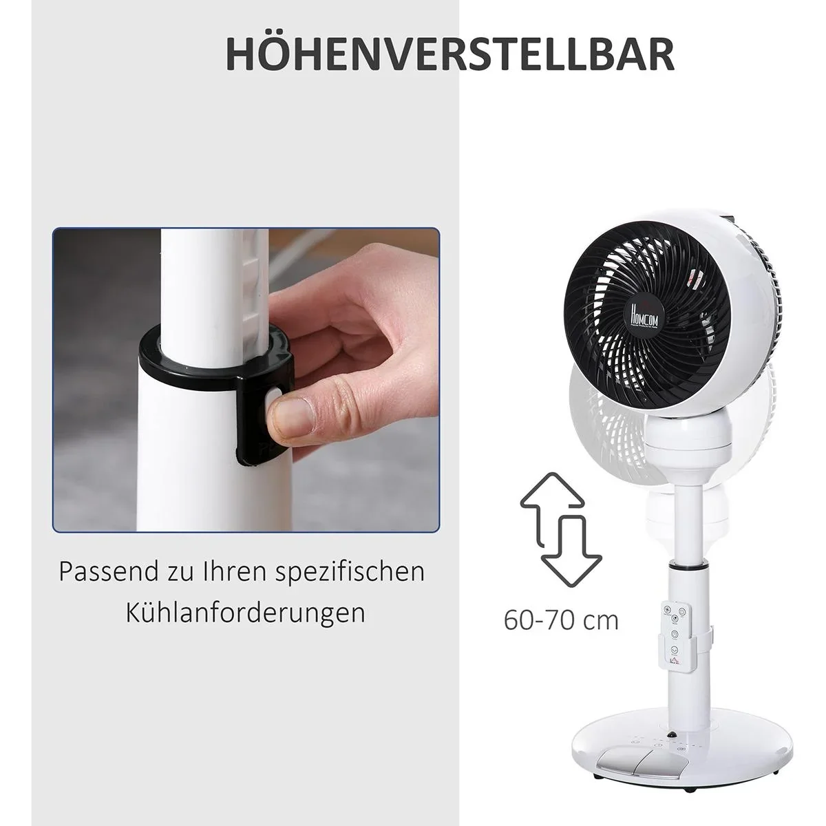 Standventilator mit Fernbedienung, verstellbar schwarz/weiß - 0