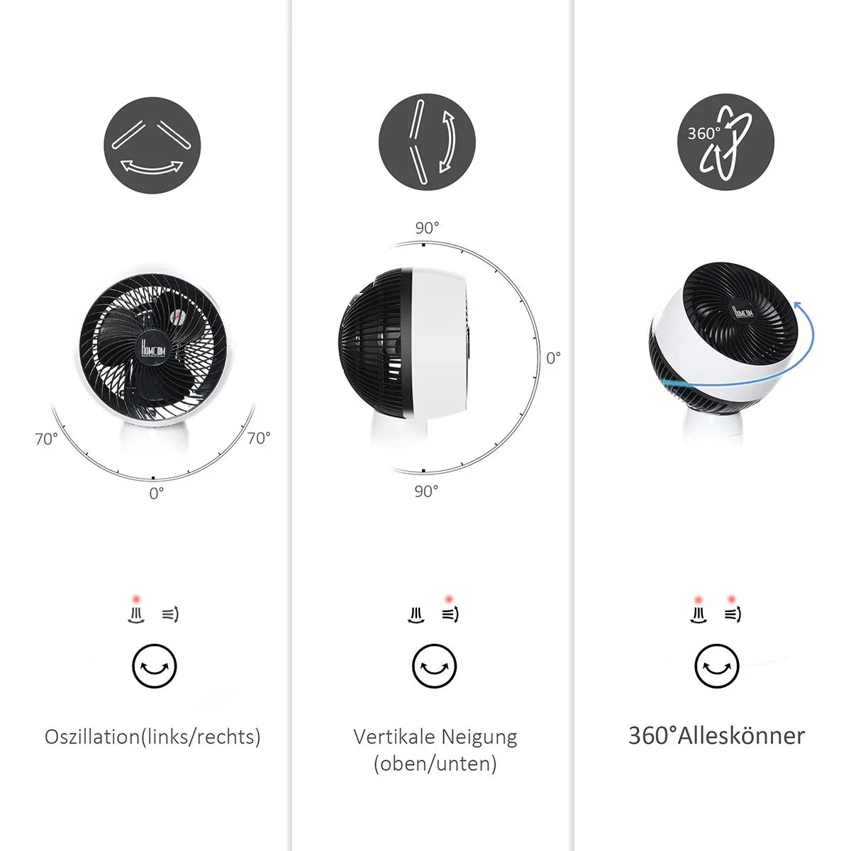 Standventilator mit Fernbedienung, verstellbar schwarz/weiß - 1
