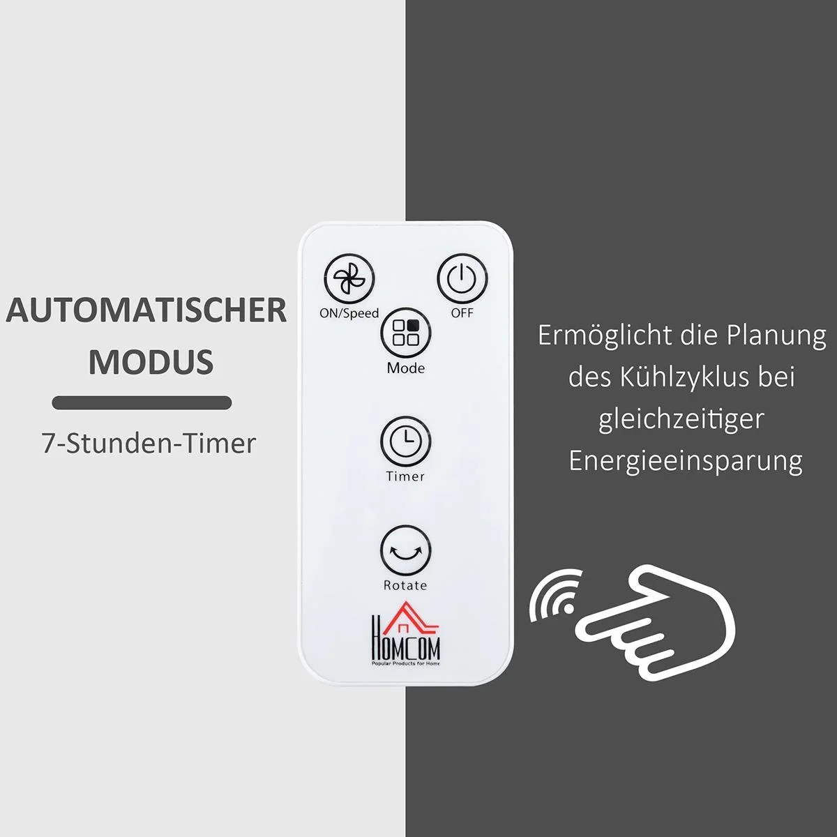 Standventilator mit Fernbedienung, verstellbar schwarz/weiß - 2