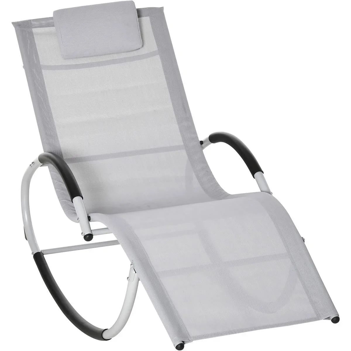Gartenschaukelstuhl mit Kopfstütze Schaukelstuhl Metallgeflecht hellgrau 65 x 144 x 83 cm - 1