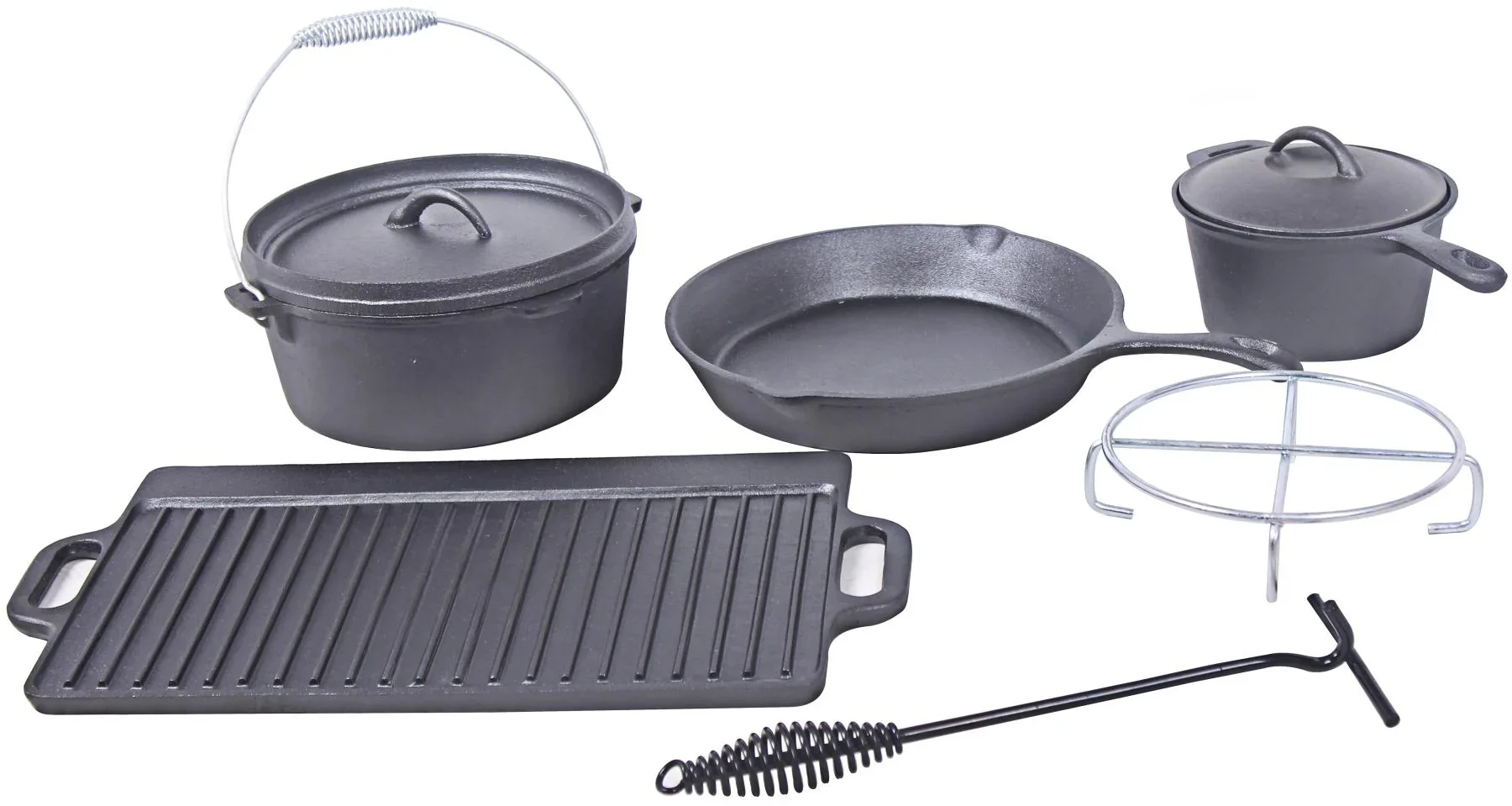 Dutch Oven Set 7-teilig in praktischer Holztransportbox - 1