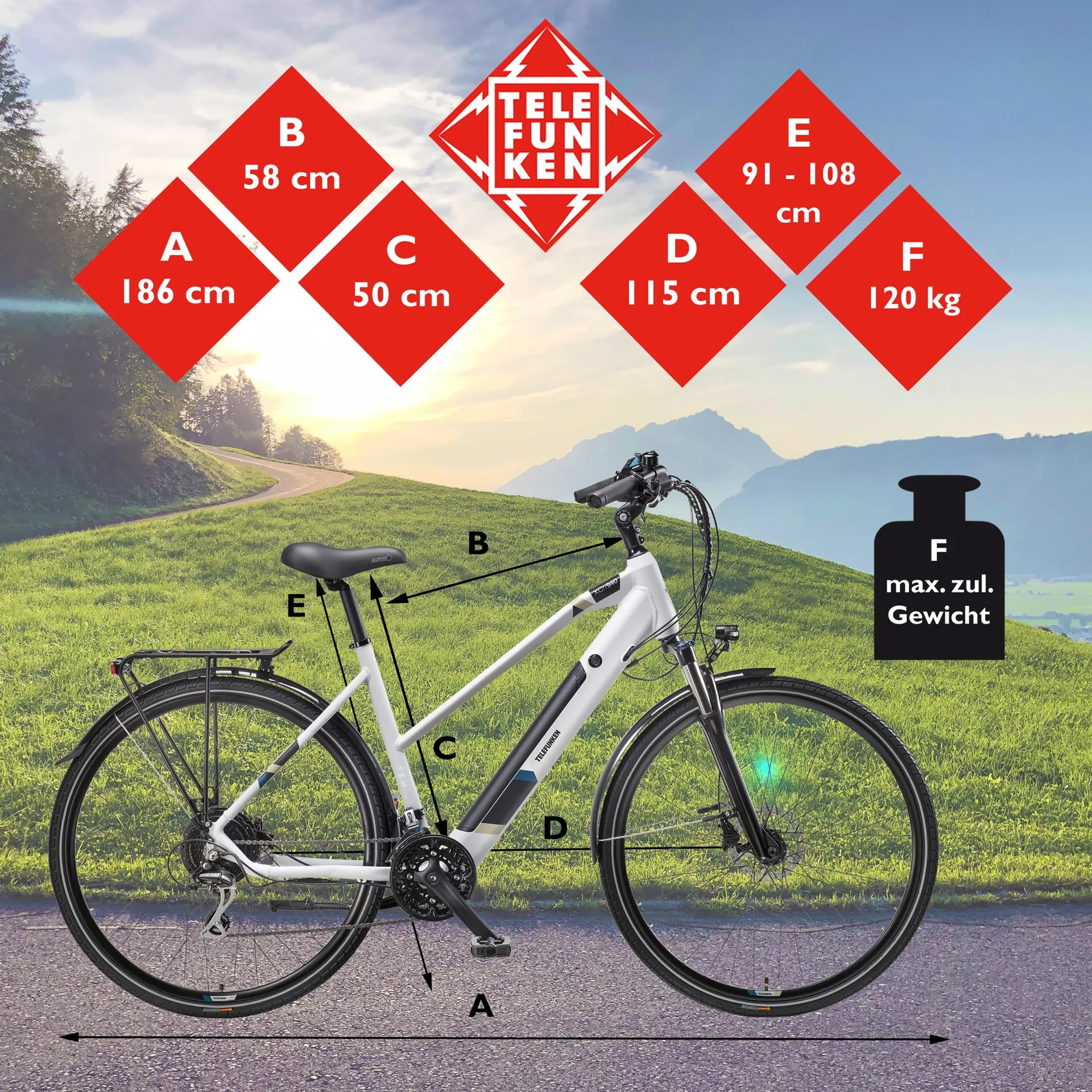 Damen Alu Trekking E-Bike, 28 Zoll, Rahmenhöhe 50 cm, 24-Gang Kettenschaltung, kreide, XC940 Expedition - 6