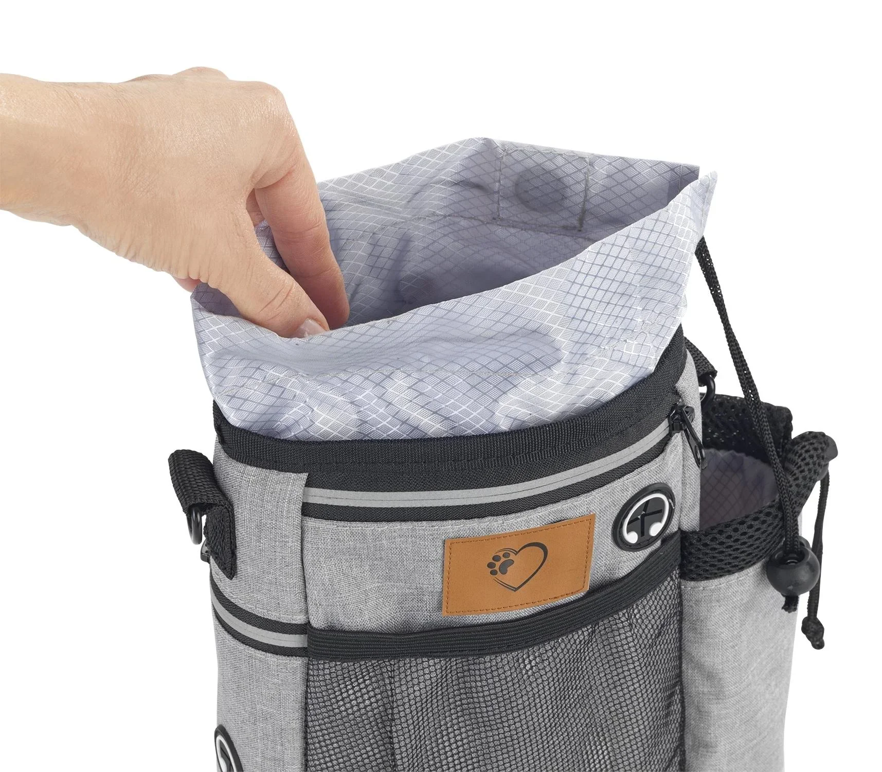 Futterbeutel "Gassi-Geh-Organizer", Umhängetasche mit Trageriehmen, Grau - 4