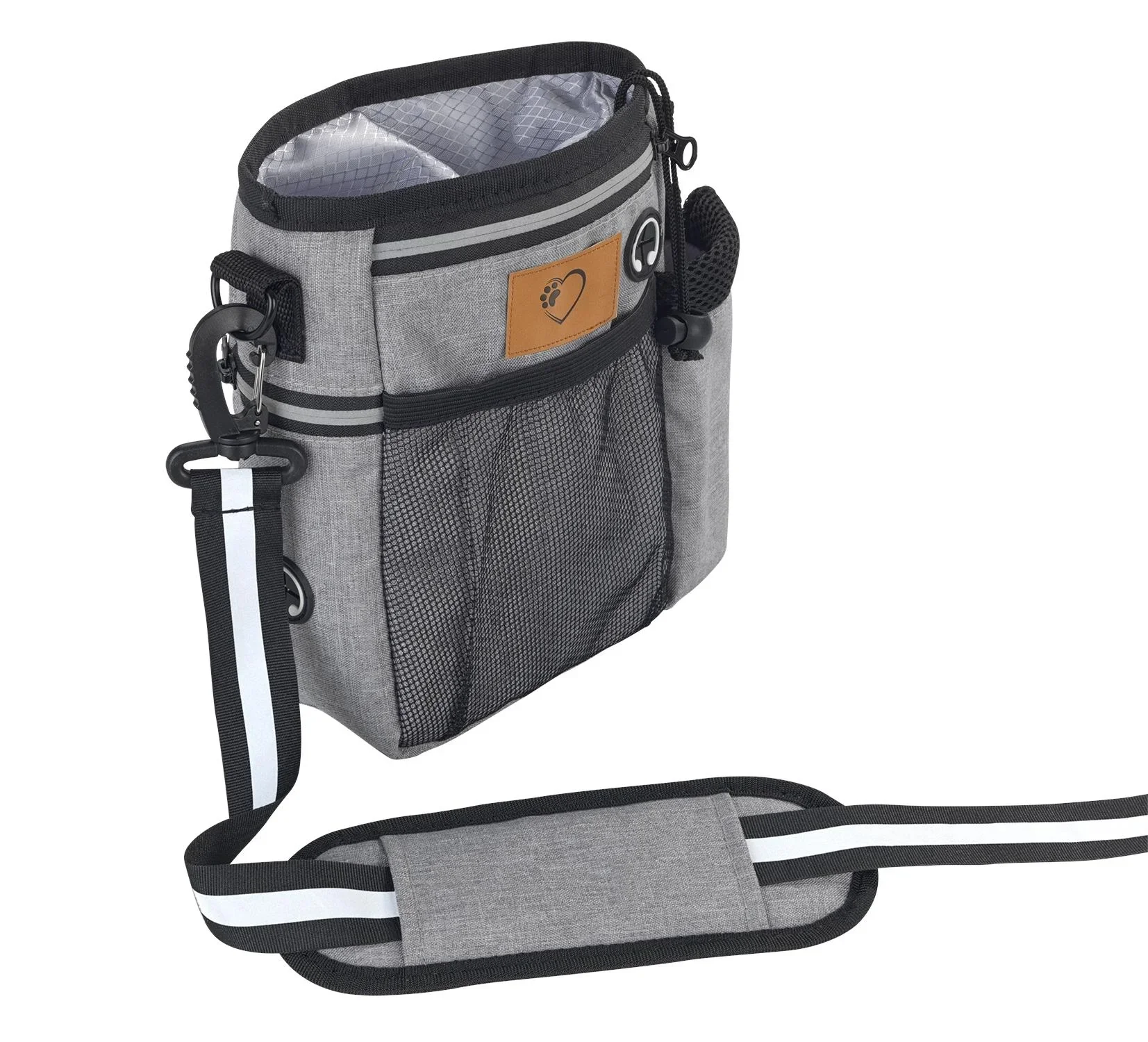 Futterbeutel "Gassi-Geh-Organizer", Umhängetasche mit Trageriehmen, Grau - 9