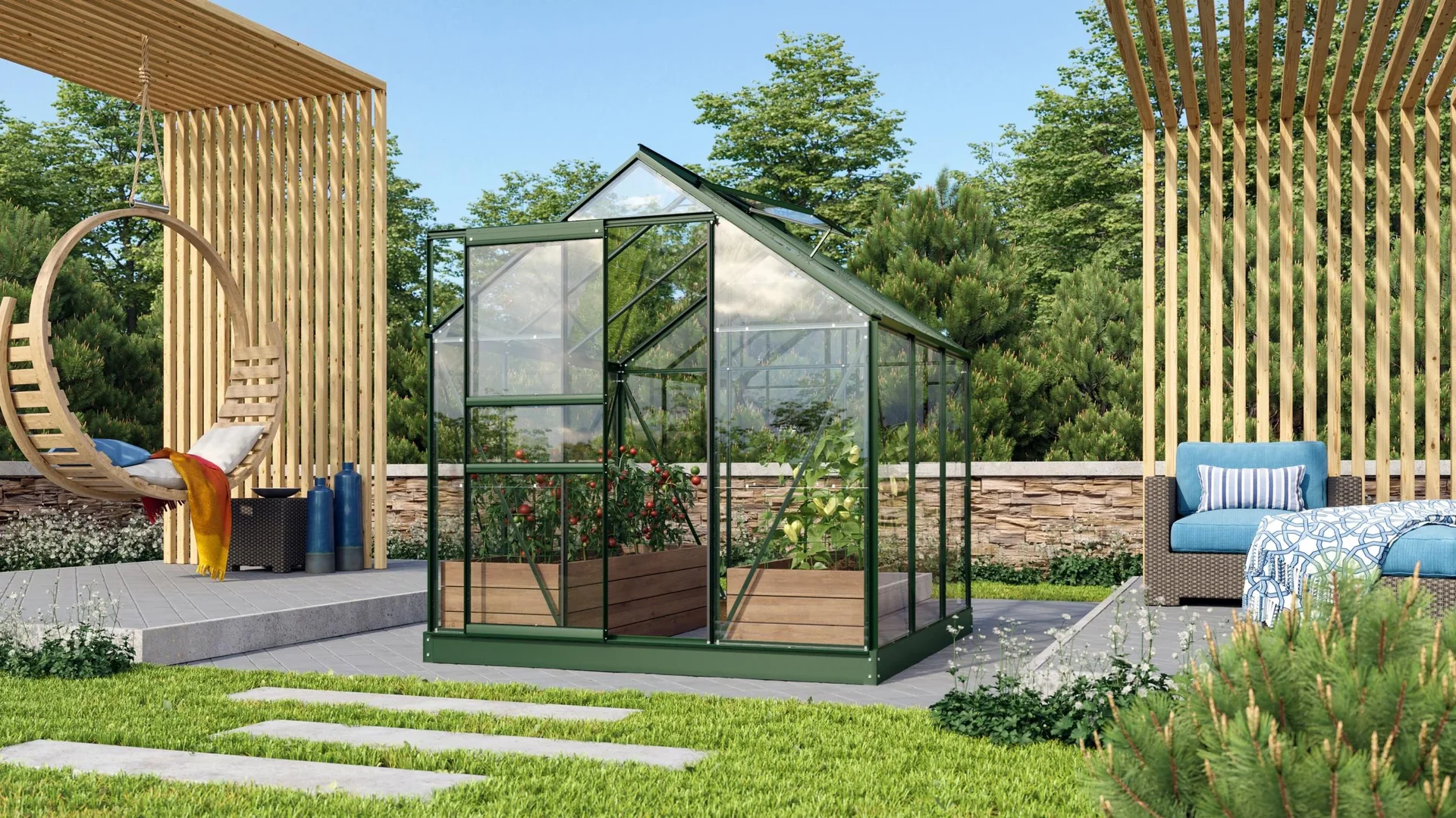 Gewächshaus Venus 3800 ESG 3 mm, Farbe smaragd - 2