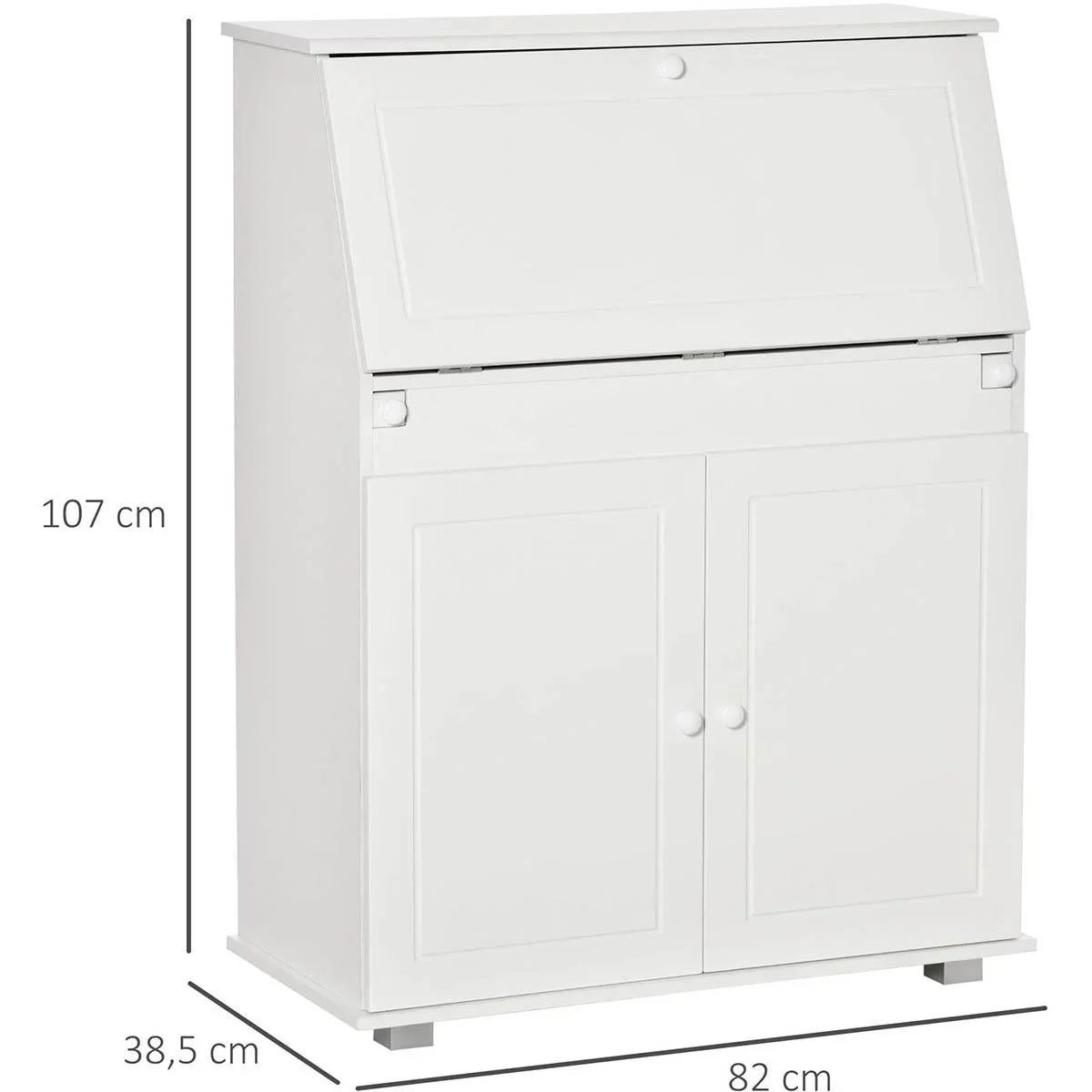 Sekretär Schreibtisch Kommode Schreibkommode Klappensekretär platzsparender Computertisch mit Schrank Weiß 82 x 38,5 x 1 - 0