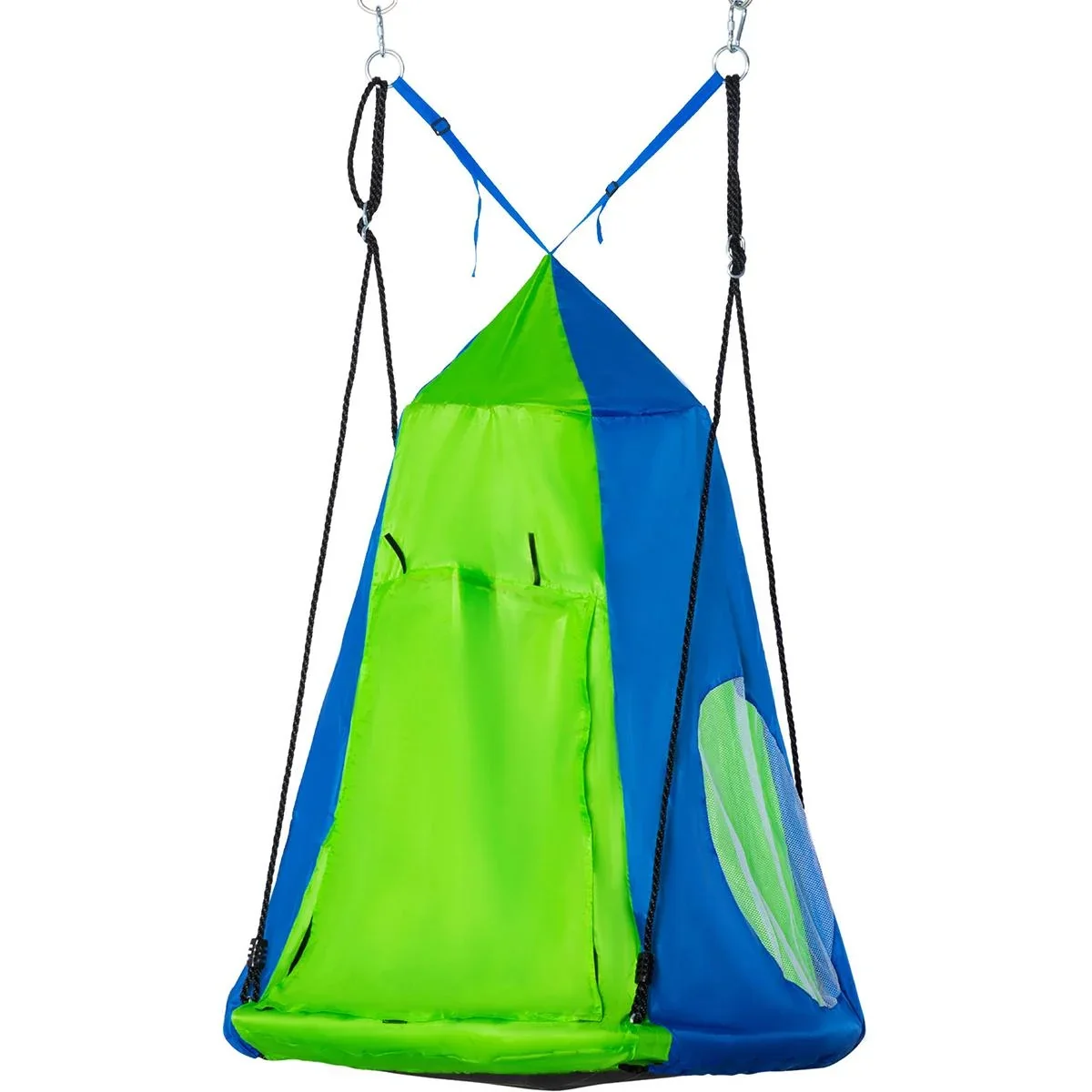 Hängezelt - Schaukel - Ø100 cm - bis zu 200 kg - Grün/Blau - 3