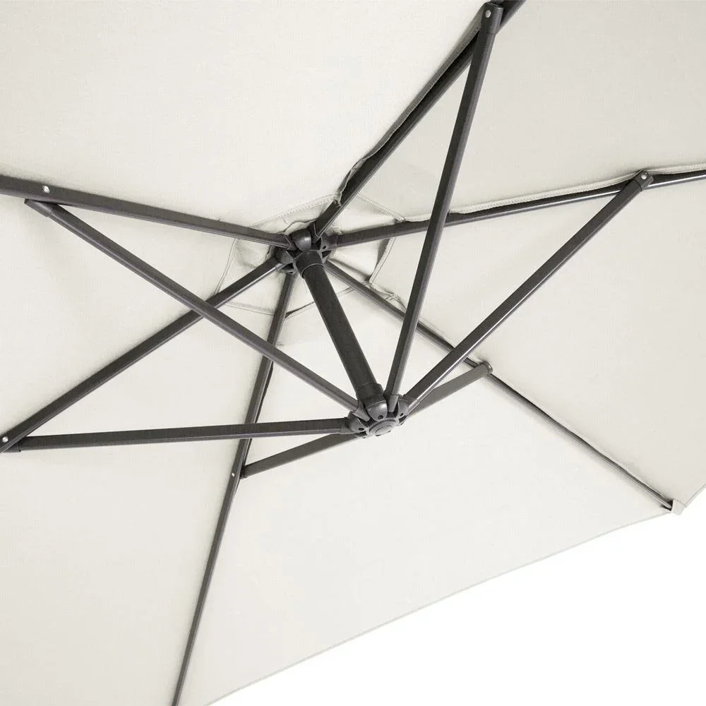 Sonnenschirm Zusammenlegbarer Aluminiumschirm Beige mit Pendel Ø 330 cm - 3