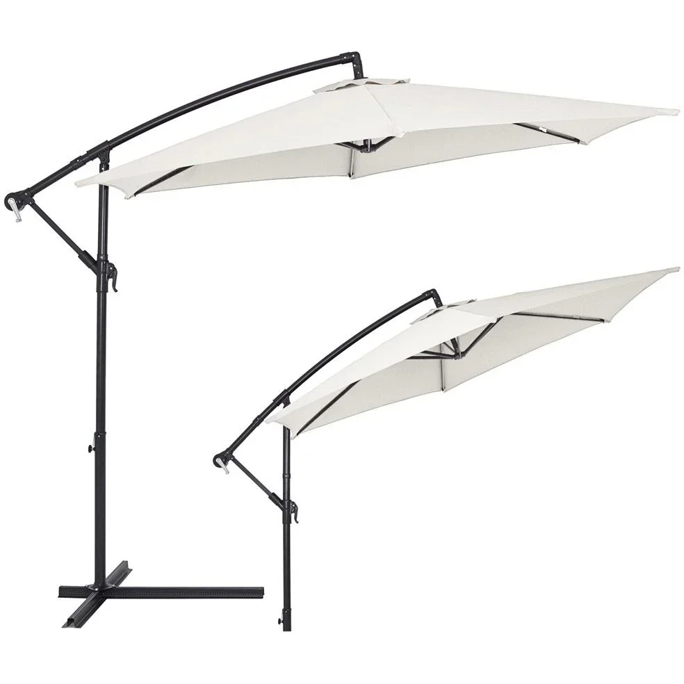 Sonnenschirm Zusammenlegbarer Aluminiumschirm Beige mit Pendel Ø 330 cm - 4