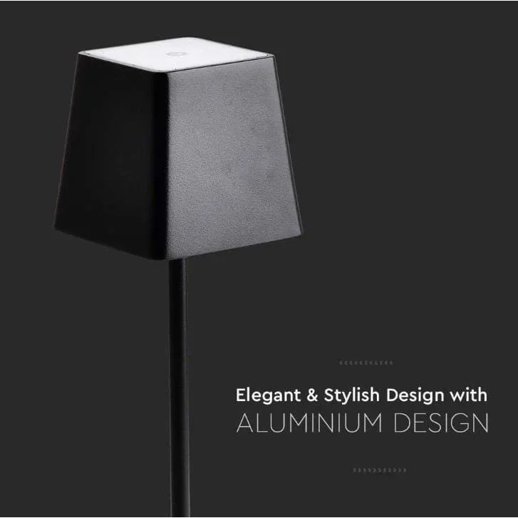 VT-7563 Tischleuchte - 3000K - Dimmbar durch Berührung - Wiederaufladbar - Schwarz - 2