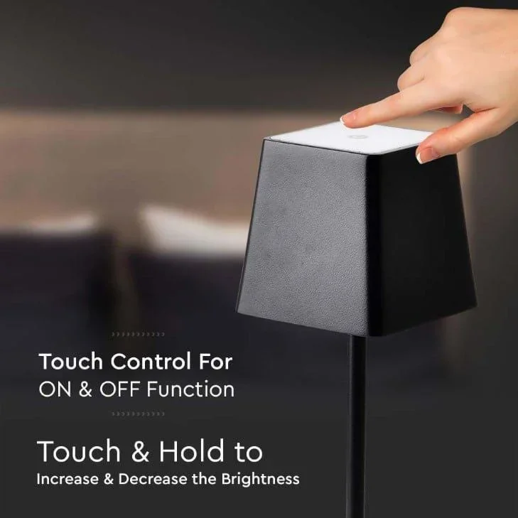 VT-7563 Tischleuchte - 3000K - Dimmbar durch Berührung - Wiederaufladbar - Schwarz - 4