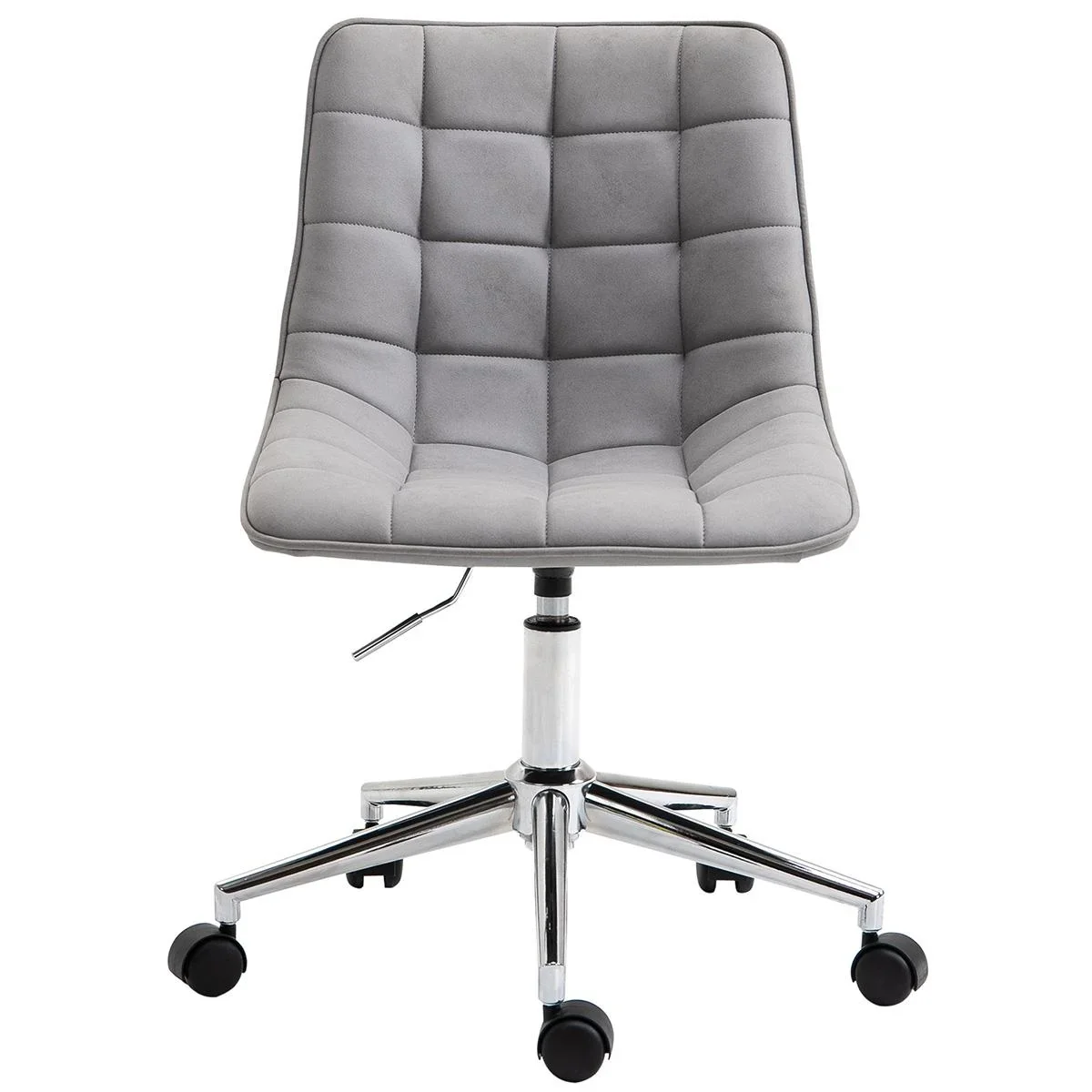 Bürostuhl Drehstuhl Schreibtischstuhl höhenverstellbar 360° drehbar Mikrofaser Schaumstoff Hellgrau 60x 60x90 cm - 1