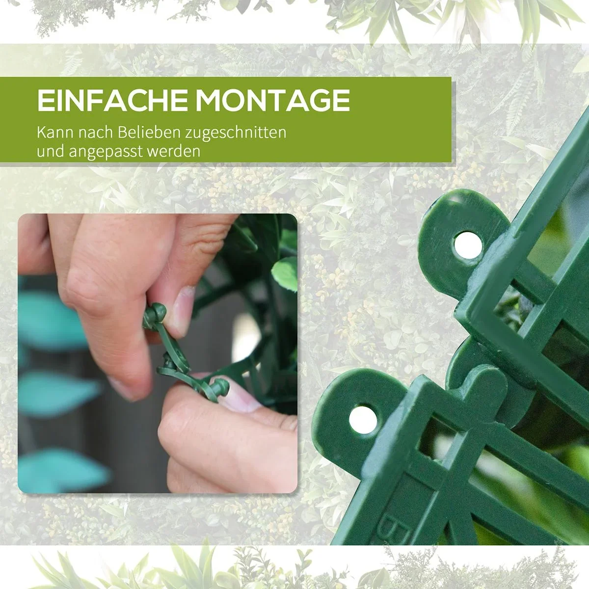 12 Stück künstliches Pflanzenwand Hecke 50x50 cm UV-Schutz Sichtschutz Mehrblättriges Design Heckenpflanze für Garten Ou - 0