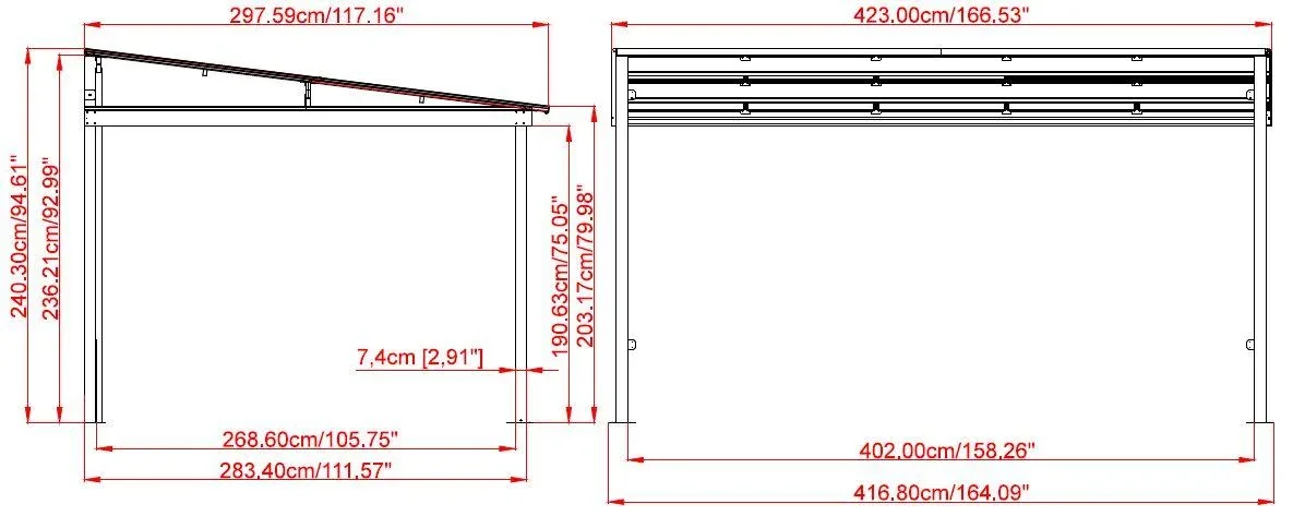 Aluminium Terrassenüberdachung St. Barthelemy 10x14 anthrazit - 3