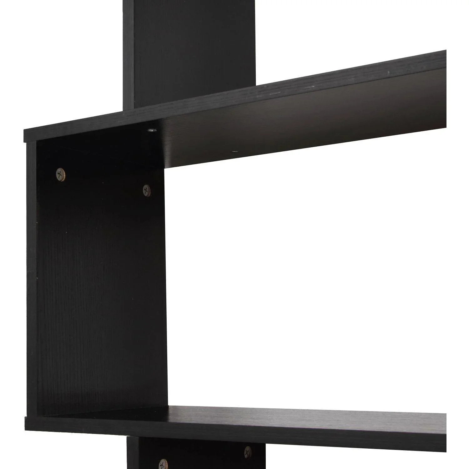 Bücherregal Schwarz Wandregal Raumteiler S-Form 6 Fächer MFC - 0