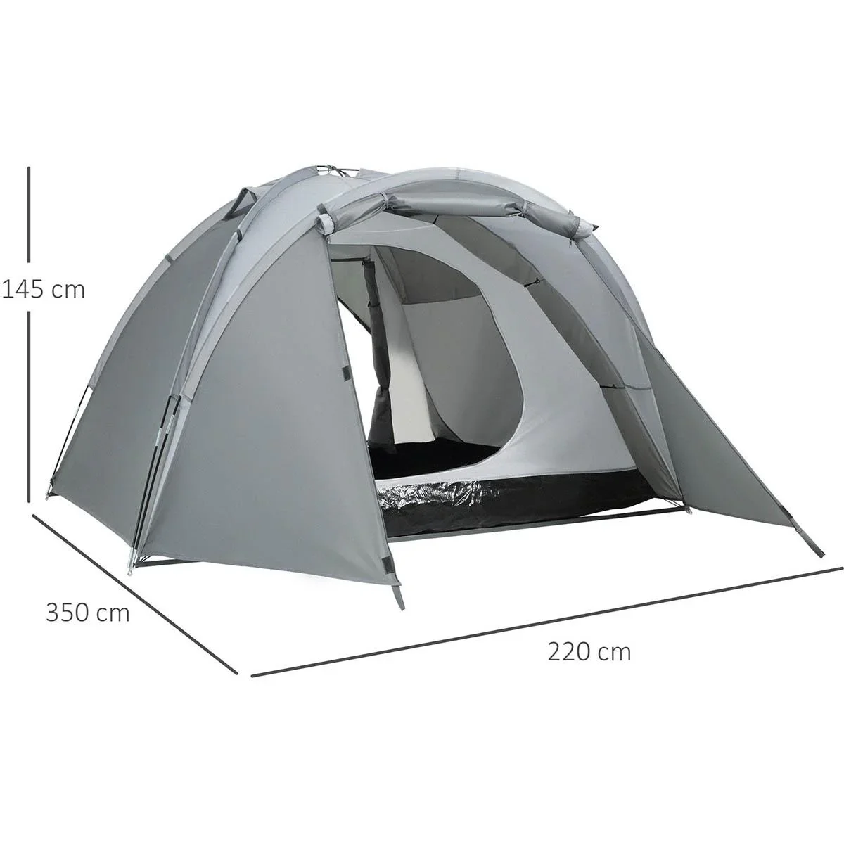 Campingzelt 2-3 Personen - Grau - 350 x 220 x 145 cm - 1