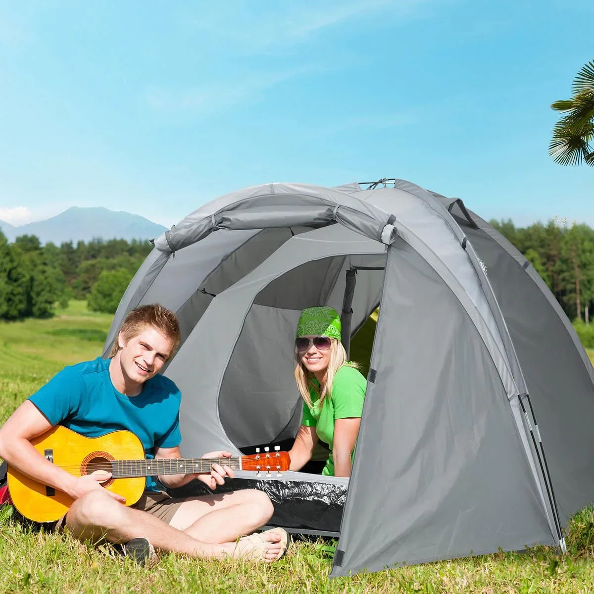 Campingzelt 2-3 Personen - Grau - 350 x 220 x 145 cm - 3
