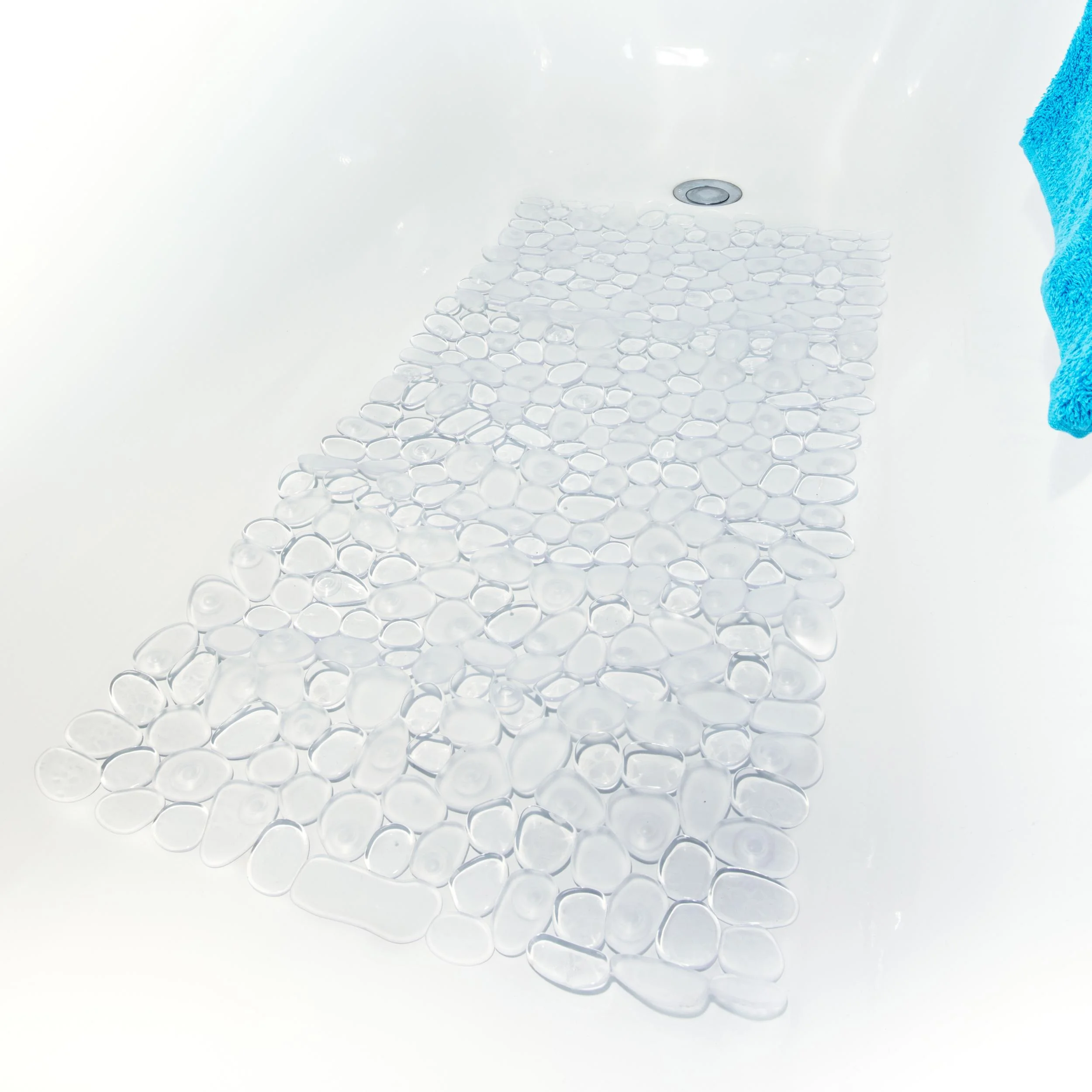 Badewannen-Einlage, Anti-Rutsch-Matte, Stein-Optik, Transparent - 1