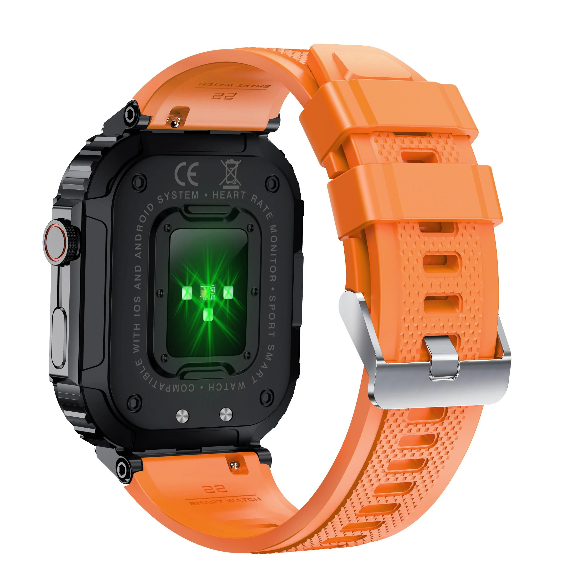 Bluetooth Smartwatch mit Herzfrequenz, Blutdruck und Blutsauerstoffmessung, orange - 2