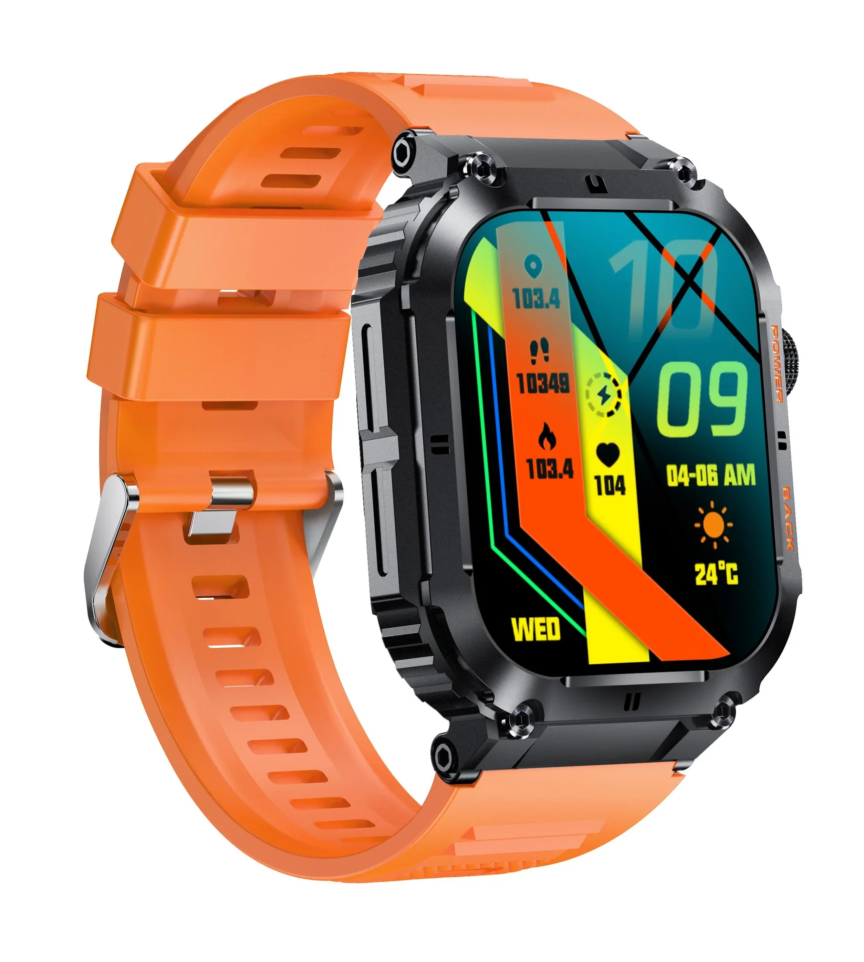 Bluetooth Smartwatch mit Herzfrequenz, Blutdruck und Blutsauerstoffmessung, orange - 3