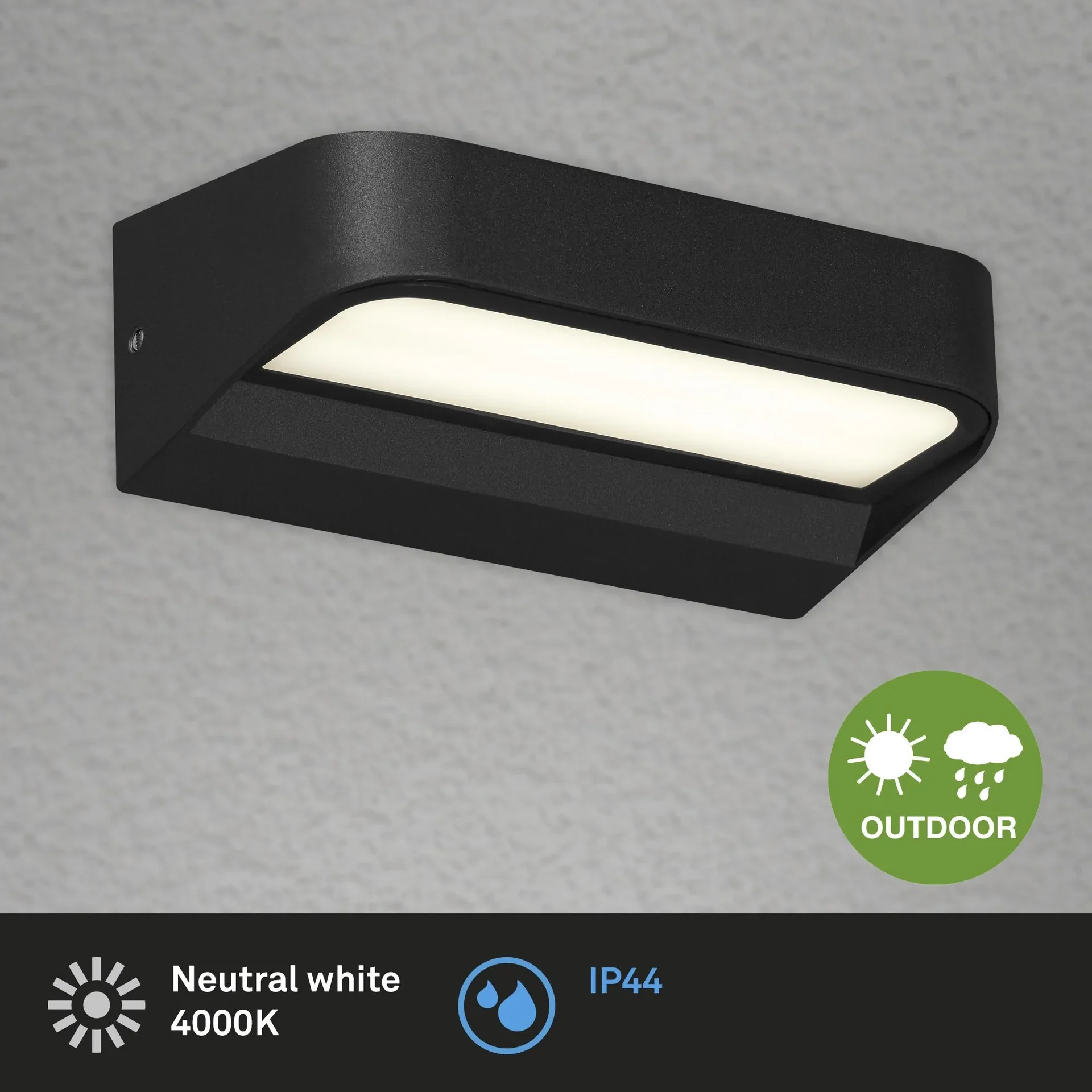 AHLEN LED Außenwandleuchte, Metall-Kunststoff / schwarz, IP44, 8 Watt, 900 lm, 4.000 K - 1