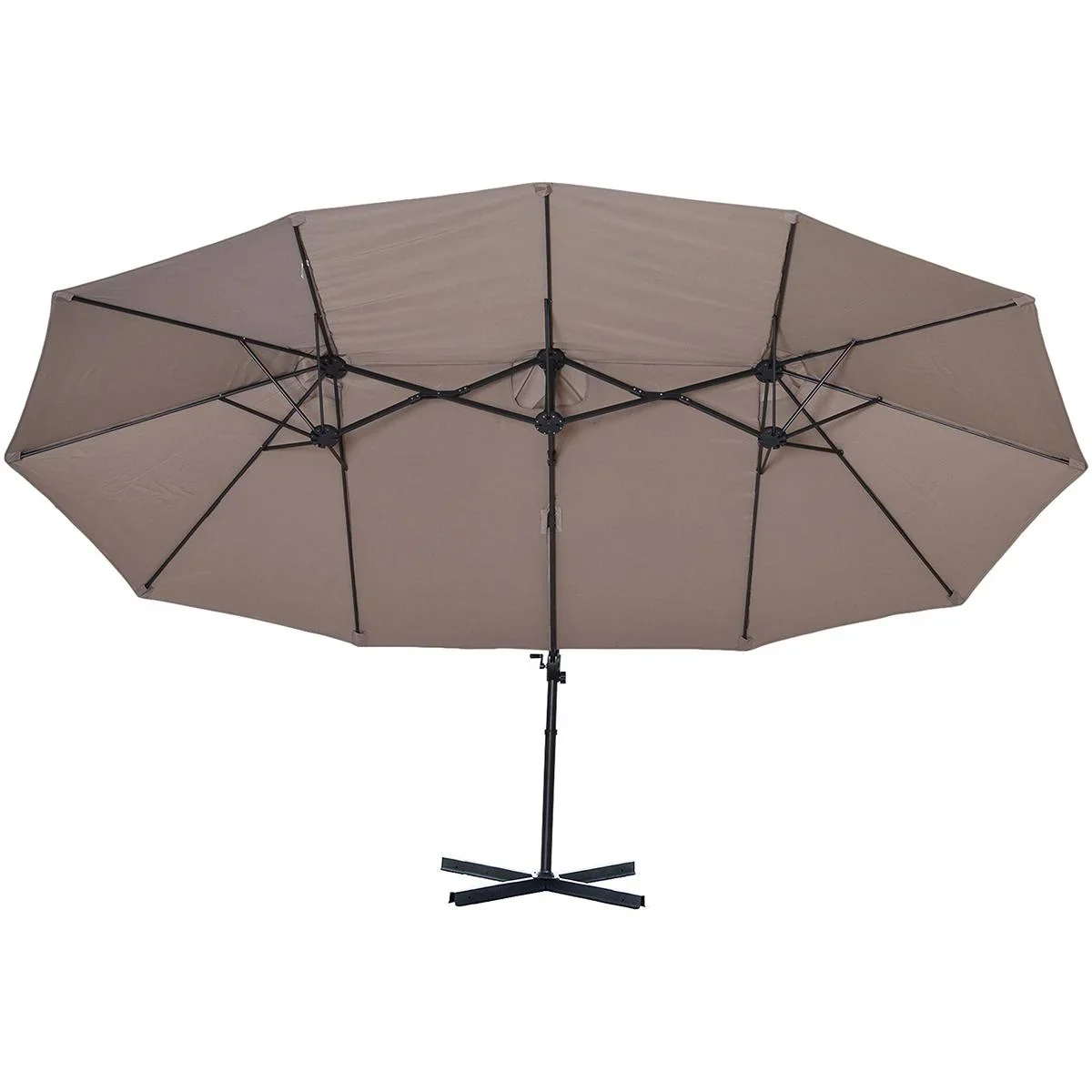 Sonnenschirm mit Kurbel, Doppelschirm, Verstellbarer Gartenschirm, Sonnenschutz, Metall, Braun, 440 x 270 x 250 cm - 0