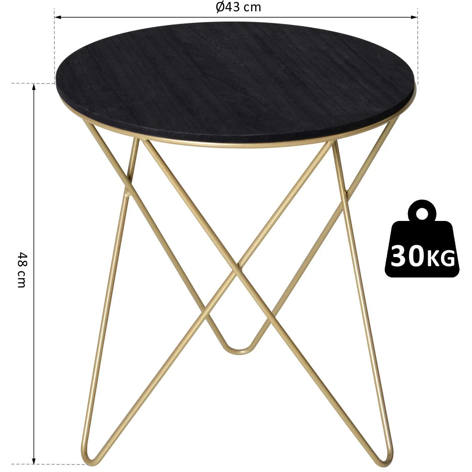 Beistelltisch mit schwarzer Holzplatte - 6