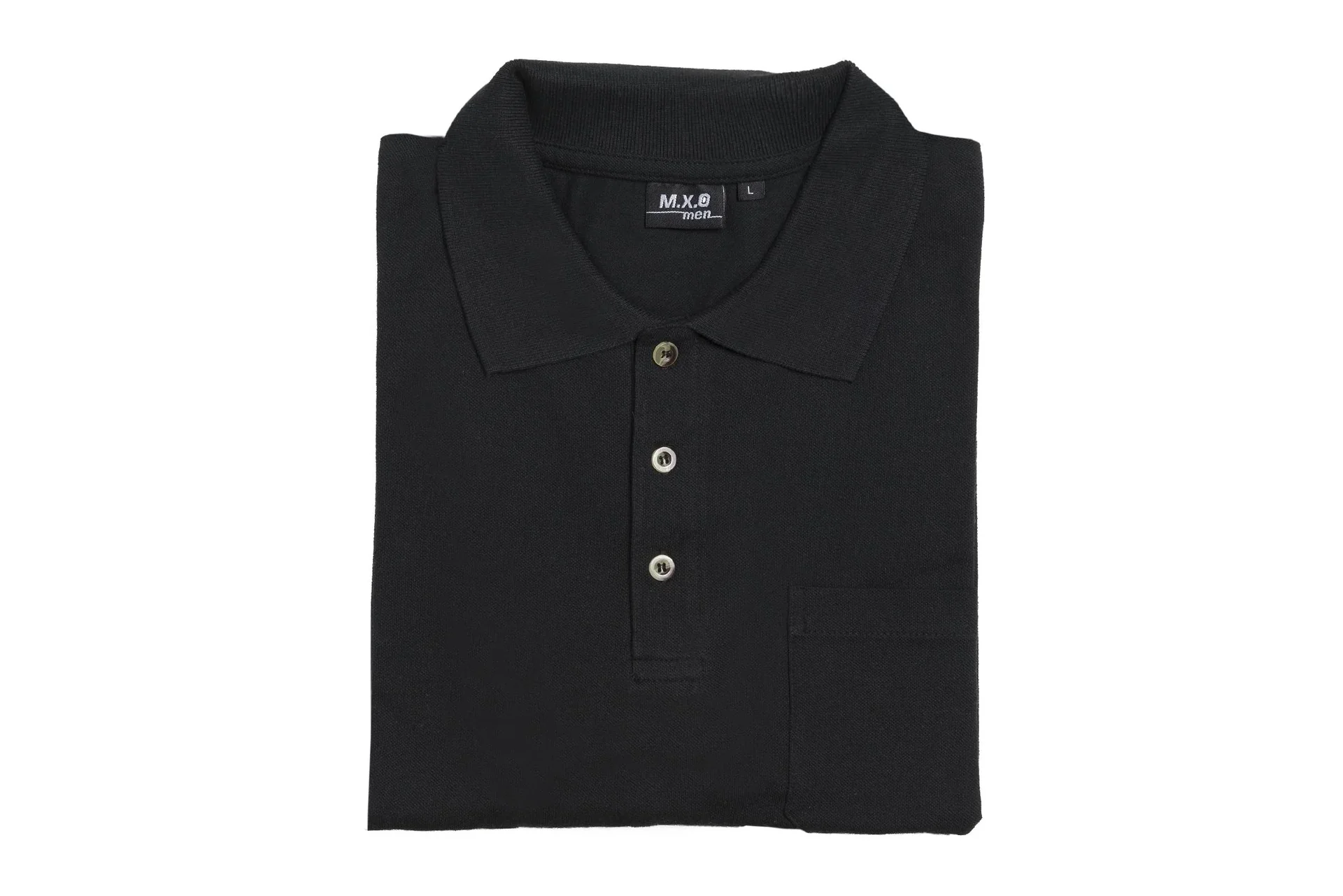 Poloshirt mit Knopfleiste und Brusttasche, Farbe schwarz, Gr.M - 0