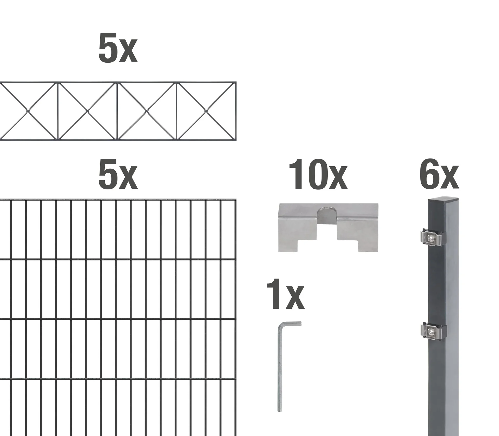 Doppelstabmattenzaun Sets anthrazit mit Dekorelement "Nexus", Länge: 10 m, Höhe: 120 cm - 0